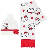 Hello Kitty 3D Beanie and Scarf Set, Winter Hat and Scarf Combo, Warm Knit Accessories for Cold Weather, Multi