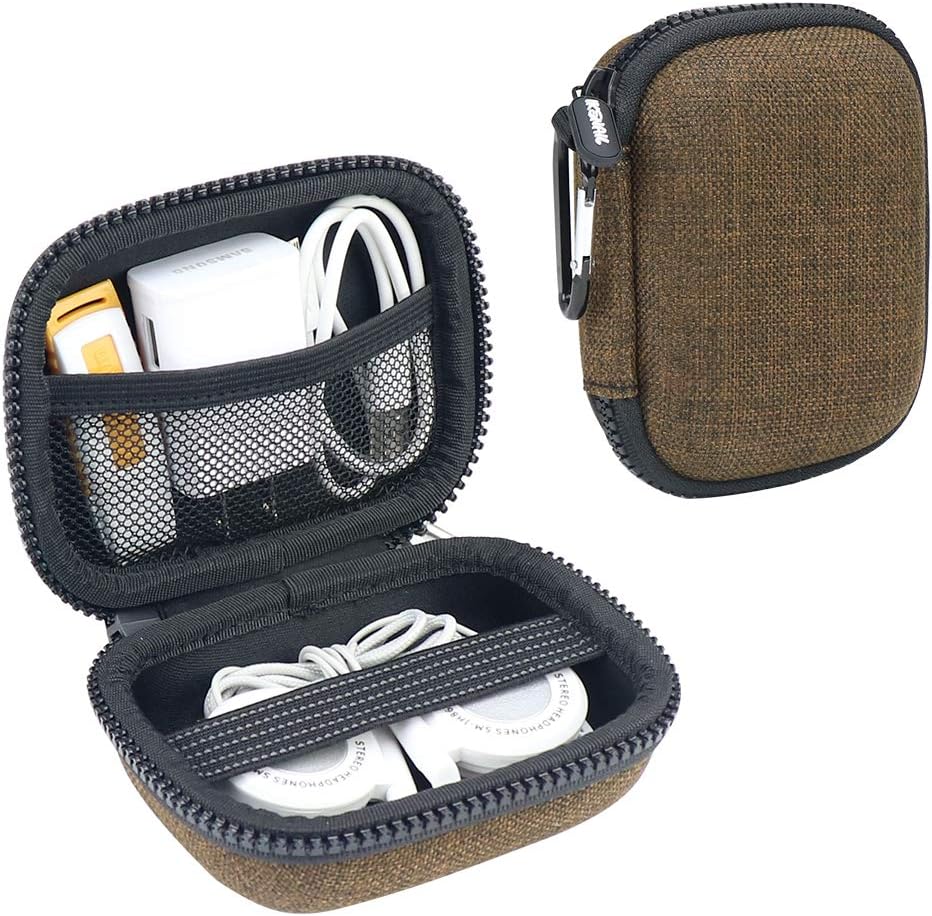 Iksnail Headphone Organizer Bag, Travel Carrying Case Shockproof Portable Storage Pouch for Wireless Earbuds Bluetooth Headphone, USB Flash Drive, USB Cable,Yellow