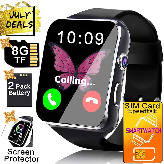 Business Smart Watch Phone - [Free SIM Card + 8GB TF ] Touchscreen Unlocked Smartwatch for Men Women Cell Phone Watch with Sync Function Music Player ...