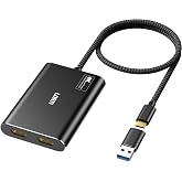 Loryi DisplayLink USB/USB-C to Dual HDMI Adapter 4K@60Hz HDMI Splitter for M1/M2/M3 Mac,Supports Extended Mode, Multiple Monitor Compatible with Windows,Mac OS Driver Required