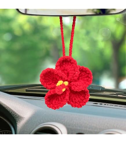 Amazon.com: Hibiscus Flower Car Hanging Ornament,Crochet Hawaiian
