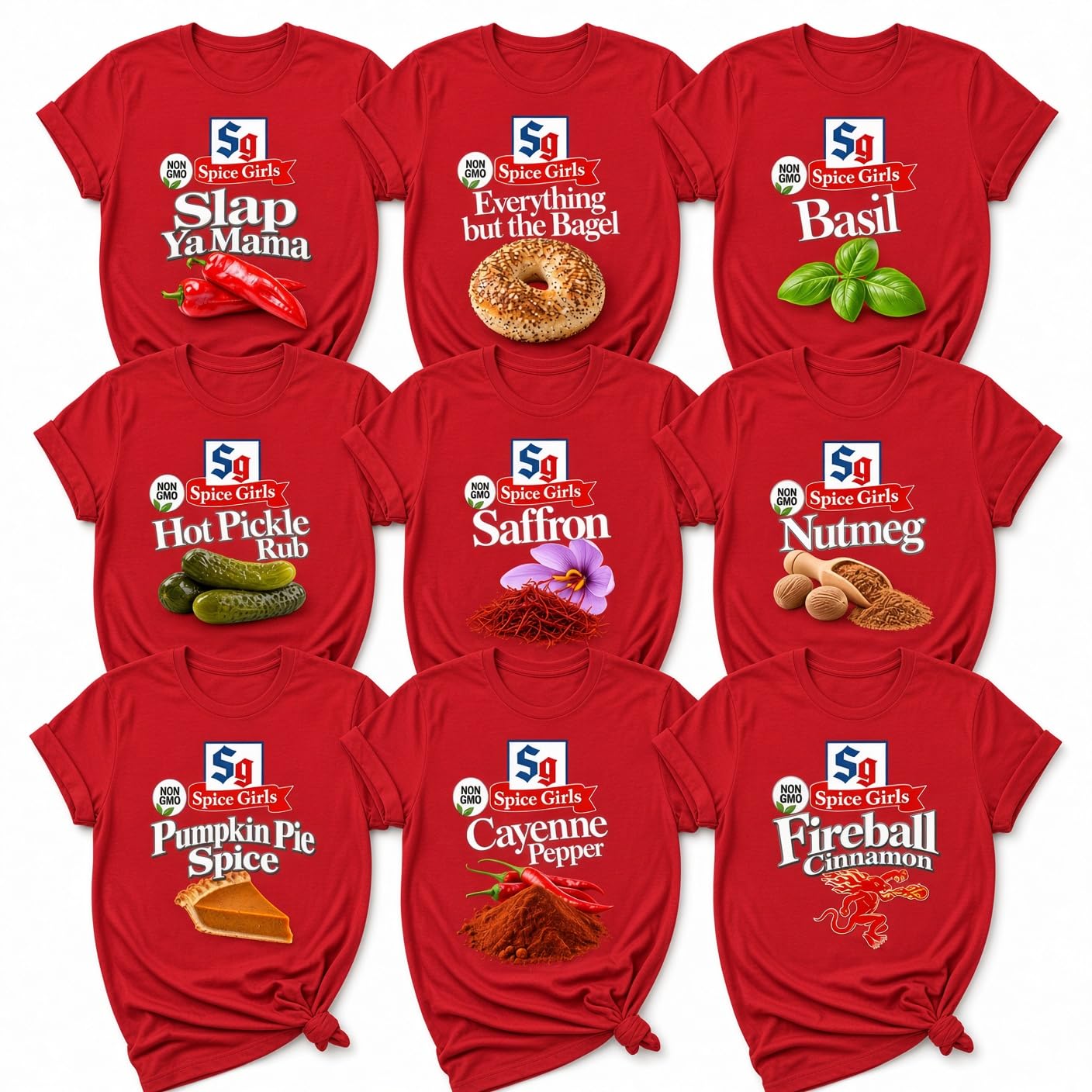 Spice Girl Halloween Costume Shirts, Group Matching Halloween T-Shirt, Condiment Shirt, Costume Shirt for Family Teachers Gro