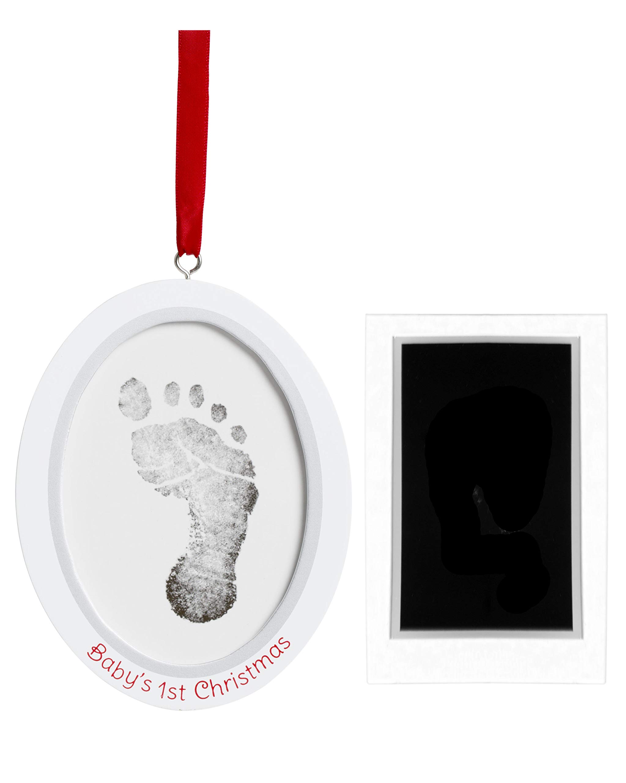 Pearhead Babyprints Double-Sided Christmas Photo Ornament with Clean Touch Ink Pad, Newborn Handprint or Footprint Kit, 2 Sided Baby's 1st Christmas Holiday Keepsake Ornament