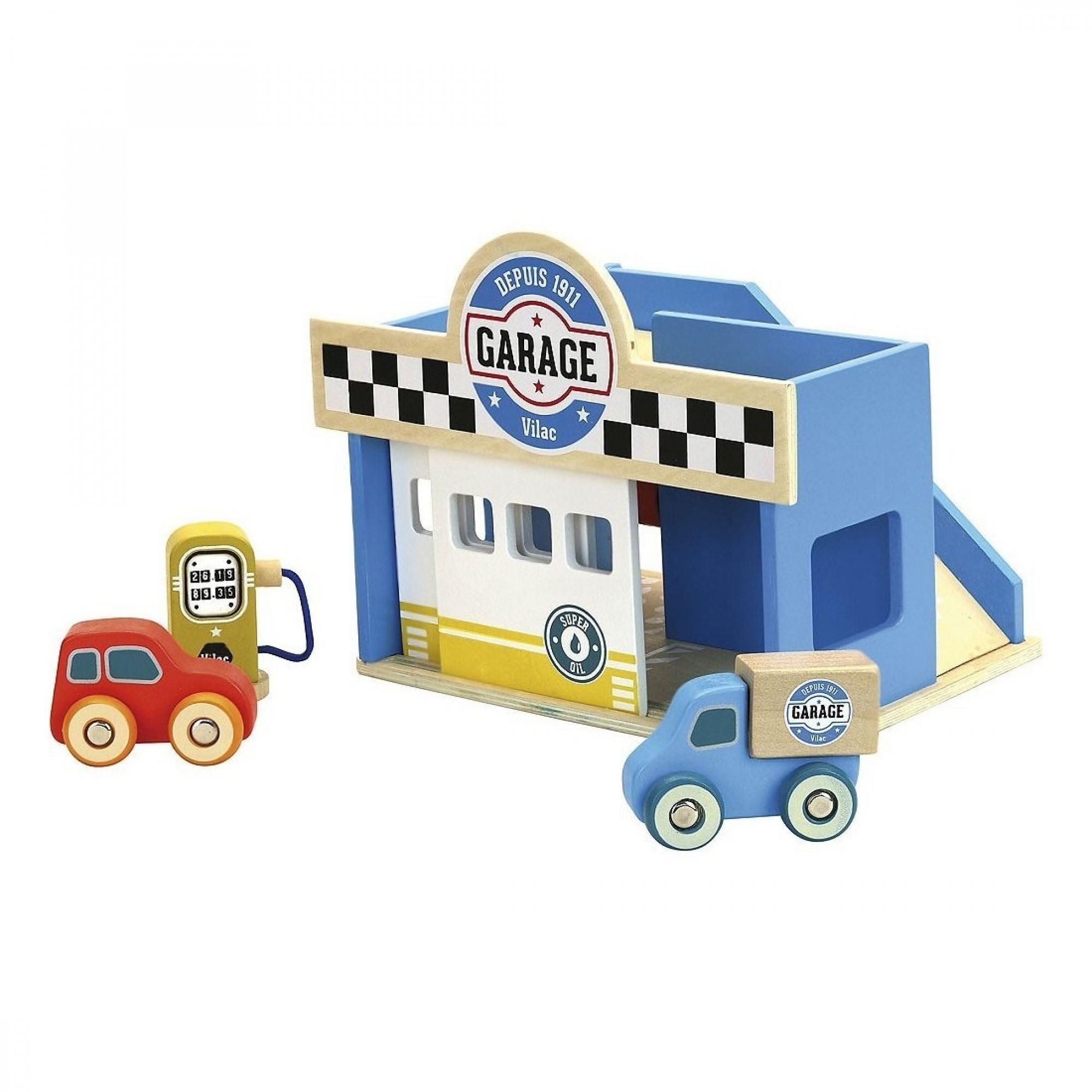 Vilac - Vilacity Little Garage, Wooden Toy, Girls Toy, Boys Toy, Unisex Wooden Toy Garage, Toy Car Garage