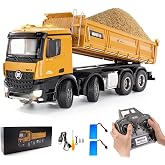 Authticar RC Dump Truck, 1:14 Scale 12 Channels Heavy RC Dump Truck | 4WD RC Construction Vehicles with 6KG+ Load, Full Suspension, Lights/Sounds for Adults, Hobbyists