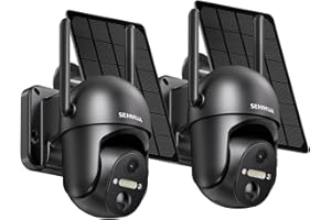 SEHMUA 2 Pack Outdoor Camera Wireless, 2K Solar Security Cameras Wireless Outdoor 360° View Battery Powered Camera, WiFi Home Security with Spotlight Color Night Vision, PIR Sensor