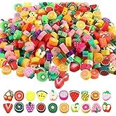 200pcs Colorful Fruits Polymer Clay Spacer Beads, Mixed Fruit Charm Beads for DIY Necklace Earrings Jewelry Crafts Making