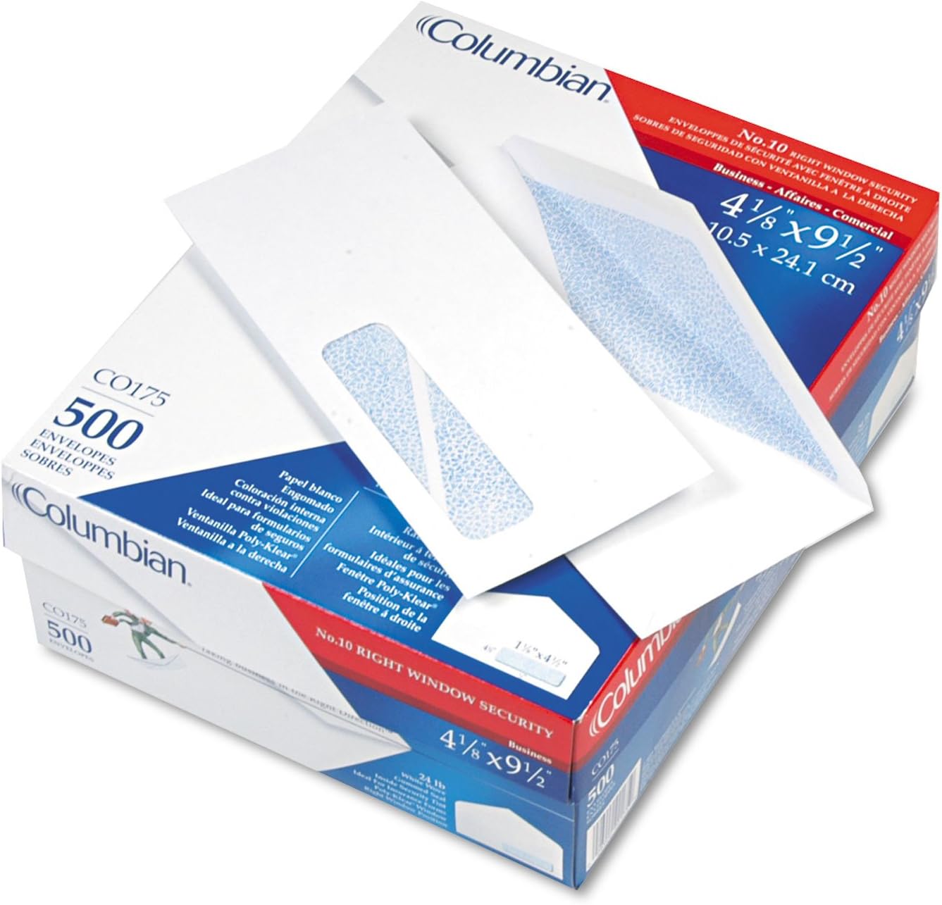 Columbian Poly-Klear Insurance Form Envelopes, #10, White, 500/Box