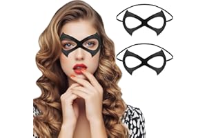 Asuaxy 2Pcs Black Cat Woman Mask Leather Half Cat Eye Masquerade Mask Women Costume Accessories Superhero for Halloween Cosplay