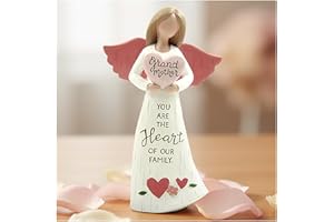 Grandmother Angel Figurine with Heart, Resin Angel Statue “You are the Heart of Our Family”, Meaningful Gift for Grandma, Sen