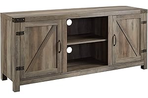 Walker Edison Georgetown Modern Farmhouse Double Barn Door TV Stand for TVs up to 65 Inches, 58 Inch, Grey