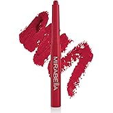 Mirabella - Velvet Matte Lip Crayon, Retractable Highly-Pigmented 2-in-1 Makeup, Long-Lasting Hydrating Lipstick Crayon + Lip Liner, Moisturizing Cream-to-Matte Lipcare Formula, Gameday Red