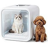Blisspire Ultra-Quiet Pet Dryer Box for Cats and Small Dogs - 360° Fast Drying, Adjustable Temperature, Transparent Design, S