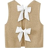 Imily Bela Womens Sweater Vest Top Summer Bow Tie Back Sleeveless Casual Knit Crop Tank Tops