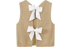 Imily Bela Womens Sweater Vest Top Summer Bow Tie Back Sleeveless Casual Knit Crop Tank Tops