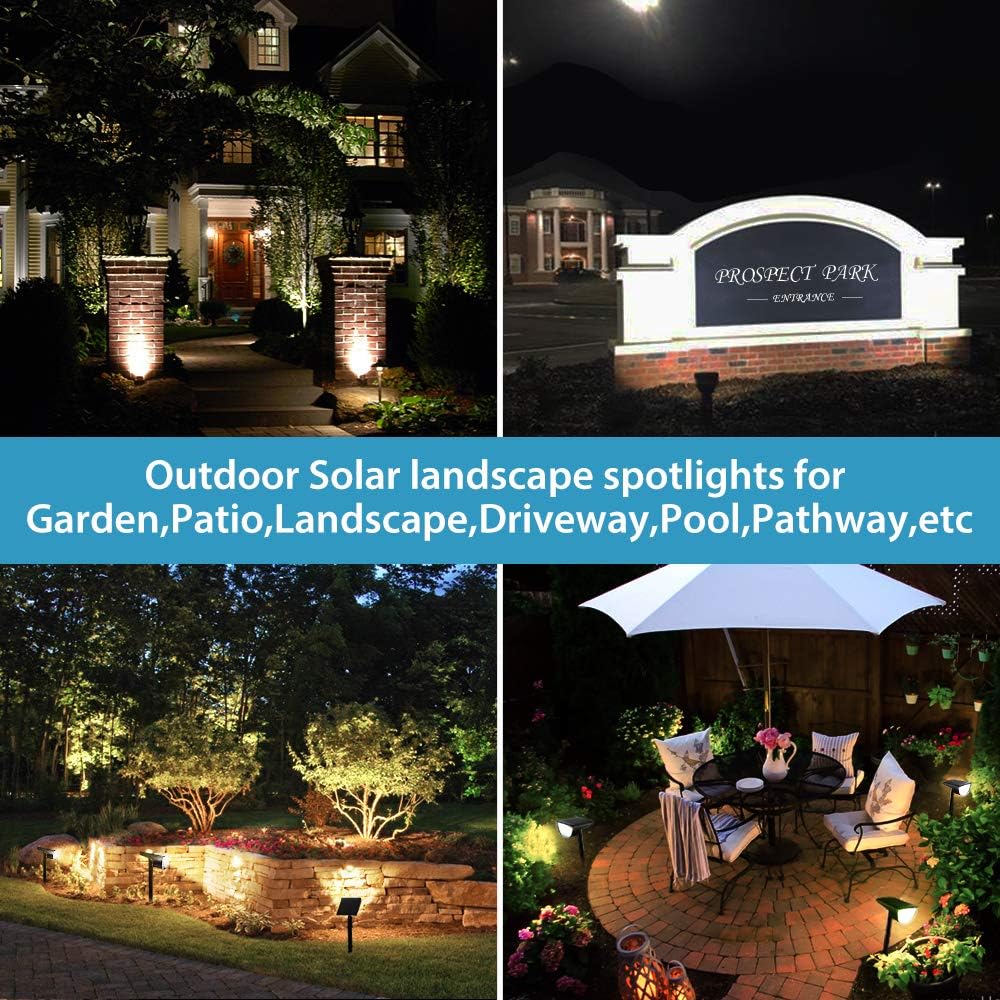 JIOR Solar Landscape Spot Lights Outdoor 32 LED IP65 Waterproof Wireless Lights for Garden 4 Pack (Cold White) - - 