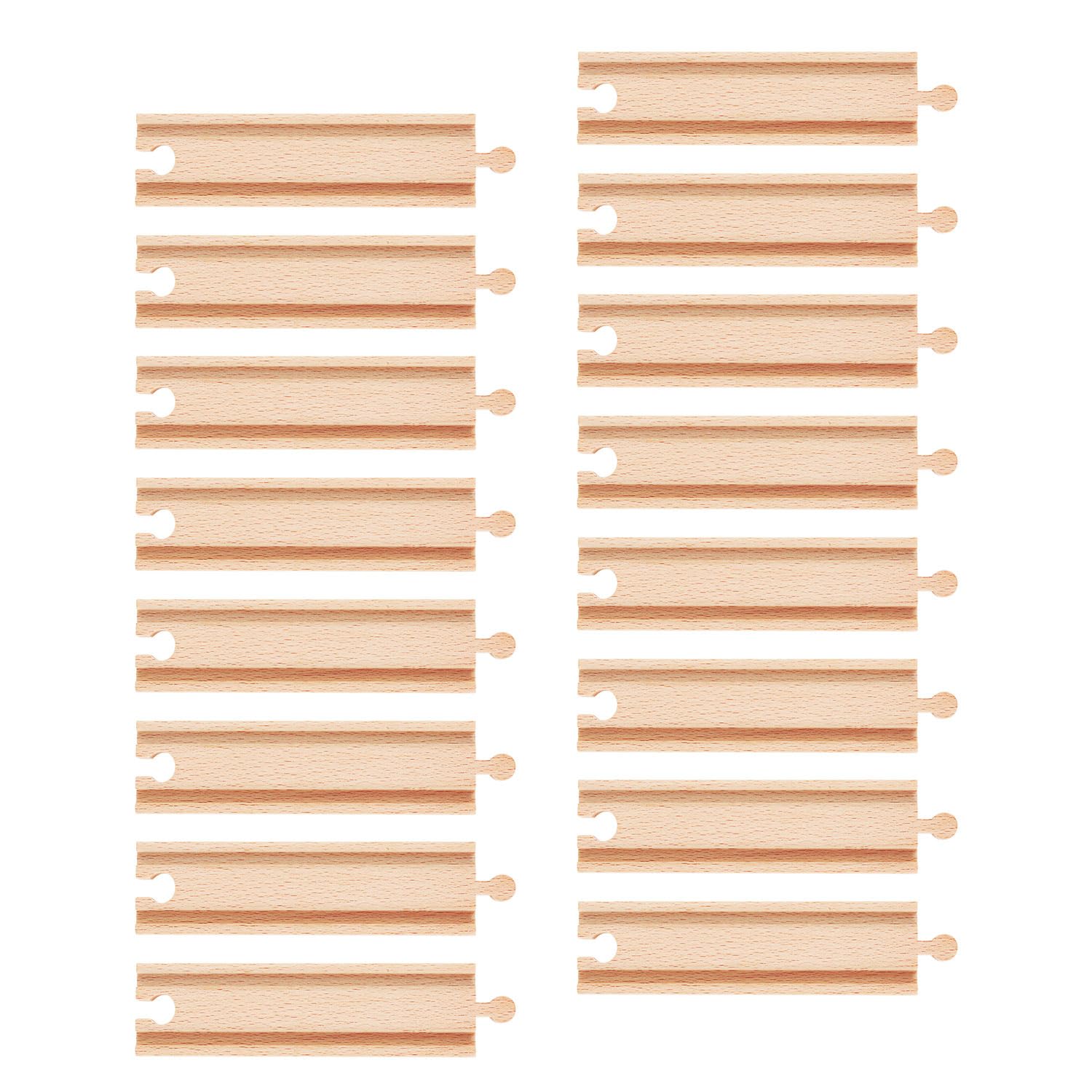 XIHIRCD HO Scale Wood Color Train Track Set, 16pcs Wooden Train Tracks, 6.45in Straight Compatible with Most Train Track Railway Toys for Kids Boys Girls