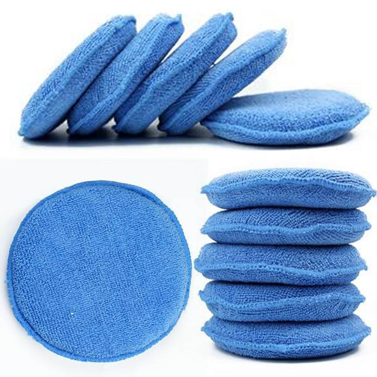 WINOMO 10pcs Car Wax Applicator Microfibre Applicator Pads Demister Pad Microfiber Wax Applicator Waxing Polish Wax Foam Sponge Applicator Pads Cars Vehicle Glass Clean (Blue)