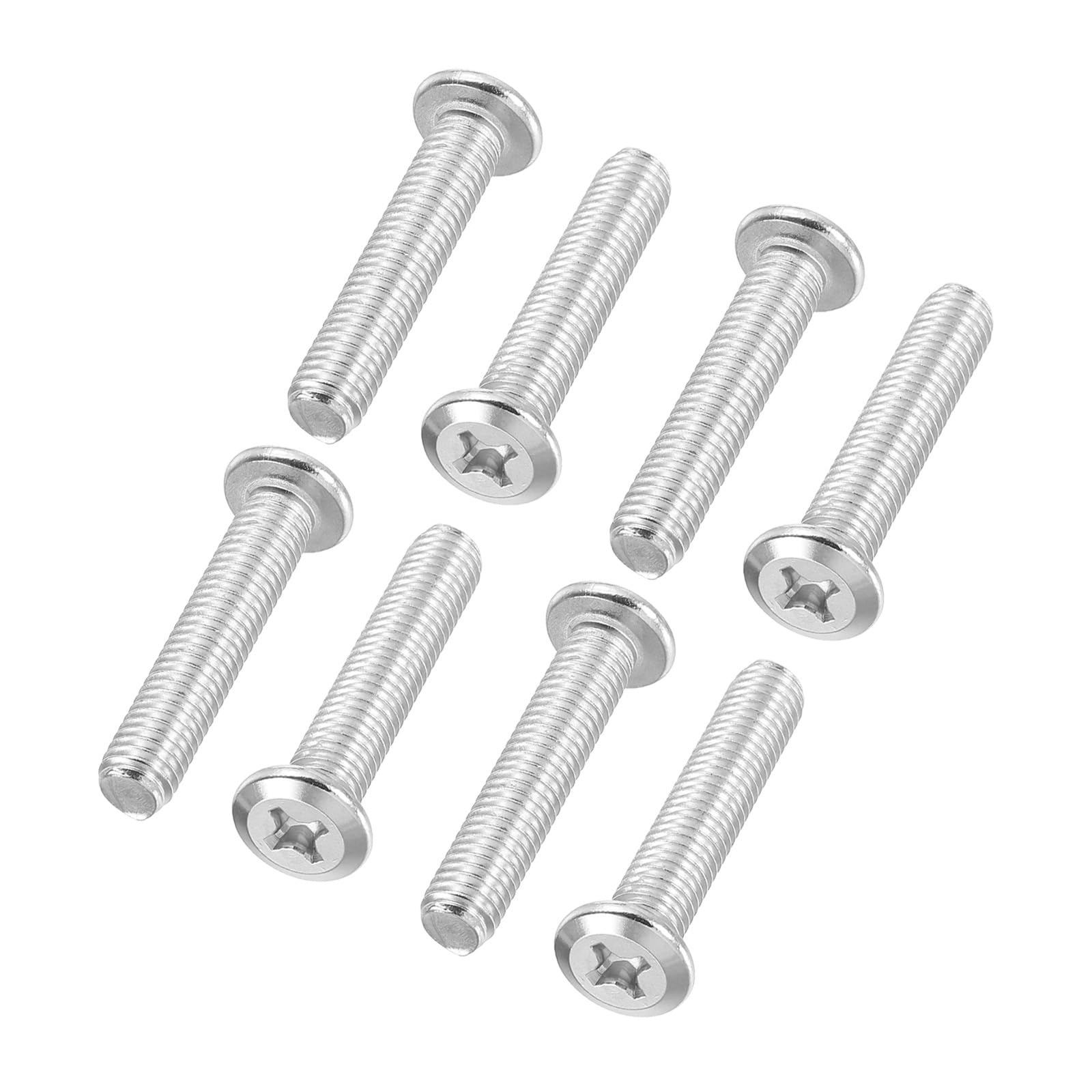 PATIKIL Flat Round Head Phillips Screws, 8 Pack M8-1.25 x 40mm Binding Screws 304 Stainless Steel 18-8 Full Thread, Phillips Drive Machine Screw Furniture Screw Connector Bolts