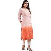 Janasya Indian Women's Cotton Peach Casual Wear Kurta for Women
