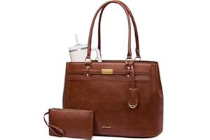 LOVEVOOK Laptop Tote Bag for Women, 15.6 Inch Waterproof Leather Work Computer Bag, Large Business Office Briefcase Shoulder Handbag Purse Gifts for Women