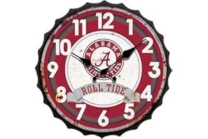 Hanna's Handiworks University of Alabama NCAA Bottle Cap Clock Vintage Metal Wall Art – Show Your Crimson Tide School Spirit in Your Man Cave, Dorm, Bedroom, College Apartment with UA Fan Décor