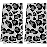 KXWQTRDD Black Leopard Animal Skin Hand Towels for Bathroom Set of 2,Absorbent Waffle Weave Kitchen Towels,Decorative Modern Bathroom Towel for Bath,Guest,Shower 16 X 24 Inch
