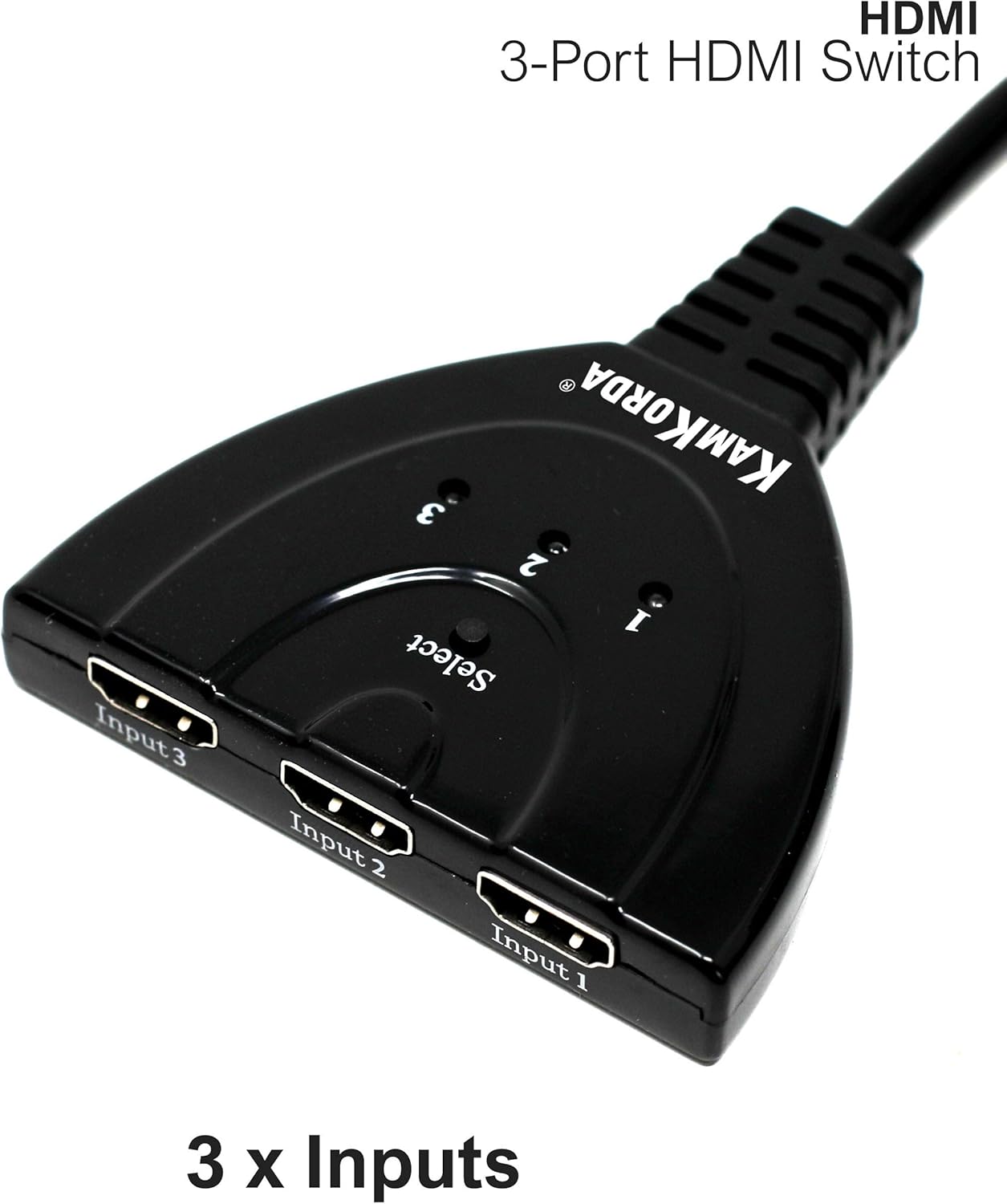 HDMI Switcher 3-Port Hub, Black - Image 4