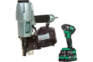 Metabo HPT Pneumatic Siding Nailer + 18V Impact Driver Pro Bundle Kit, 2-1/2 Inch Coil Siding Nailer with Bonus 18V Triple Ha