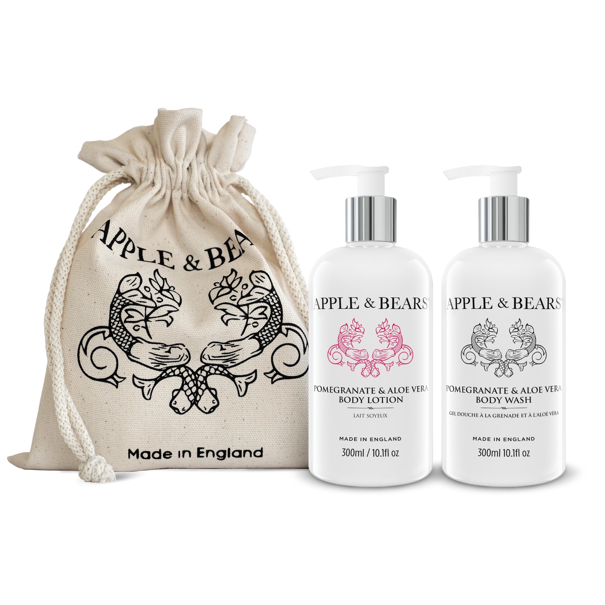 Apple & Bears Luxury Pomegranate & Aloe Vera Gift Set - Body Wash & Lotion Each 300ml/10.1 fl oz โ image 1
