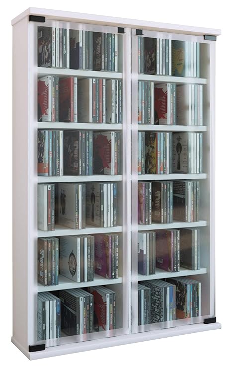 Vcm Dvd Rack Galerie For 300 Cd S Wood White 91 5x60x18 Cm