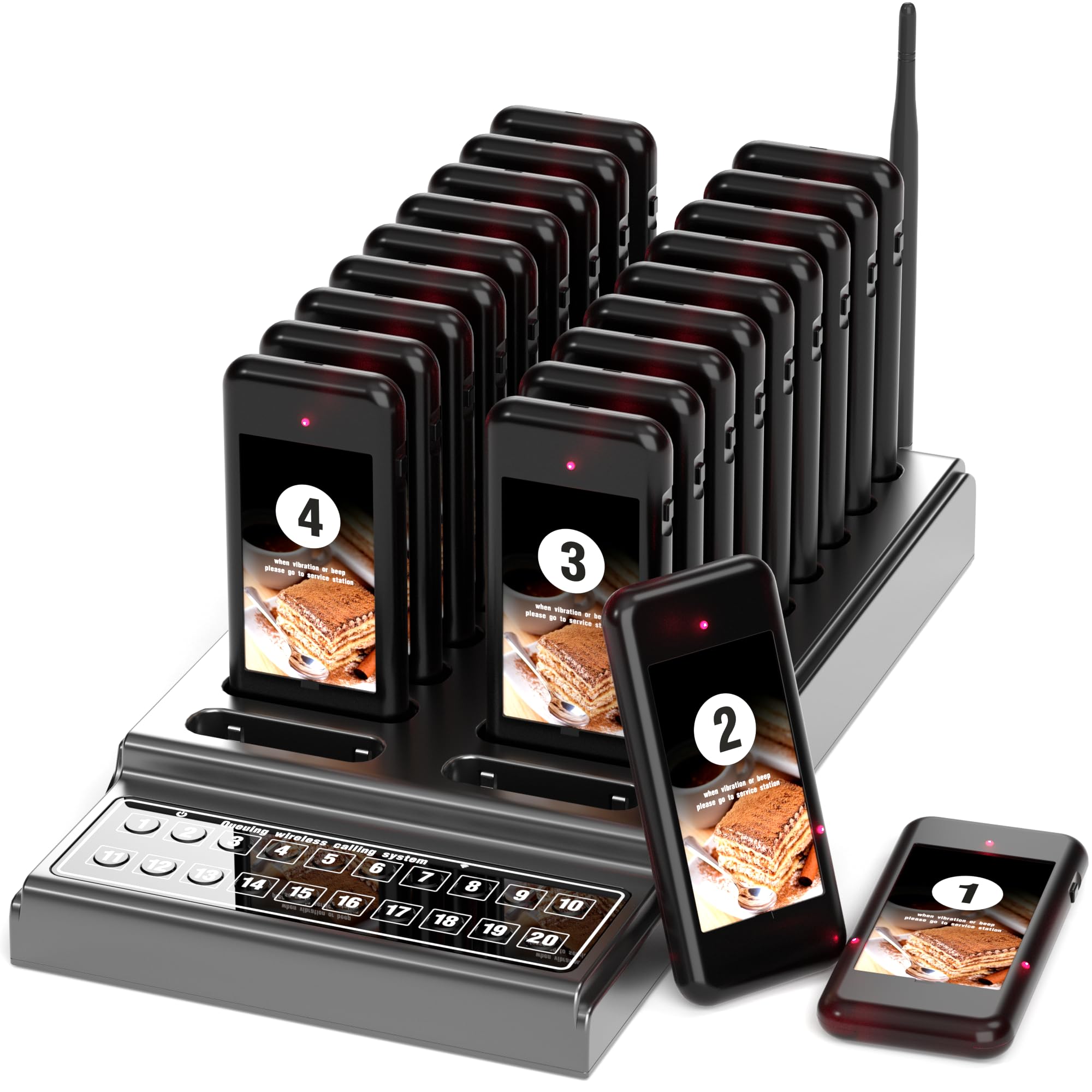 Bulipu Pager Wireless Calling Pager System Restaurant Pager 20 Channels Pager Waiter For Bar Church Nursery Rstaurant Cafe (UK Plug)
