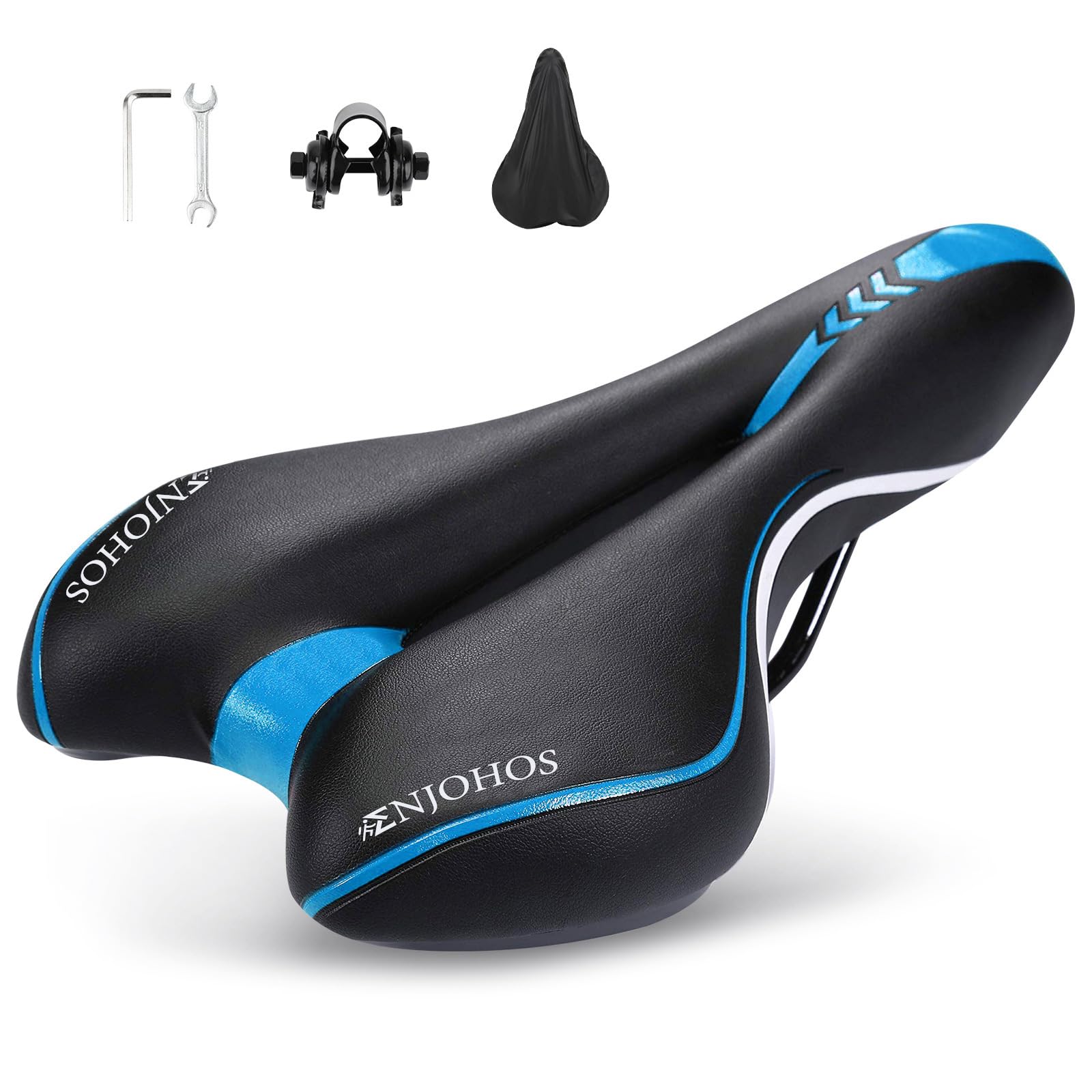 ENJOHOS Bike Saddle Waterproof,Bike Seat, Bicycle Cushion Suitable for MTB Mountain Bike,Folding Bike,Road Bike (Blue)