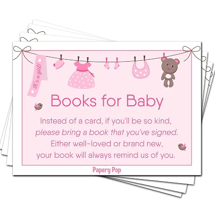 Amazon Com 50 Books For Baby Shower Request Cards For Girl 50 Pack