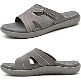 KuaiLu Womens Fashion Orthotic Slides Ladies Lightweight Athletic Yoga Mat Sandals Slip On Thick Cushion Slippers Sandals With Comfortable Plantar Fasciitis Arch Support