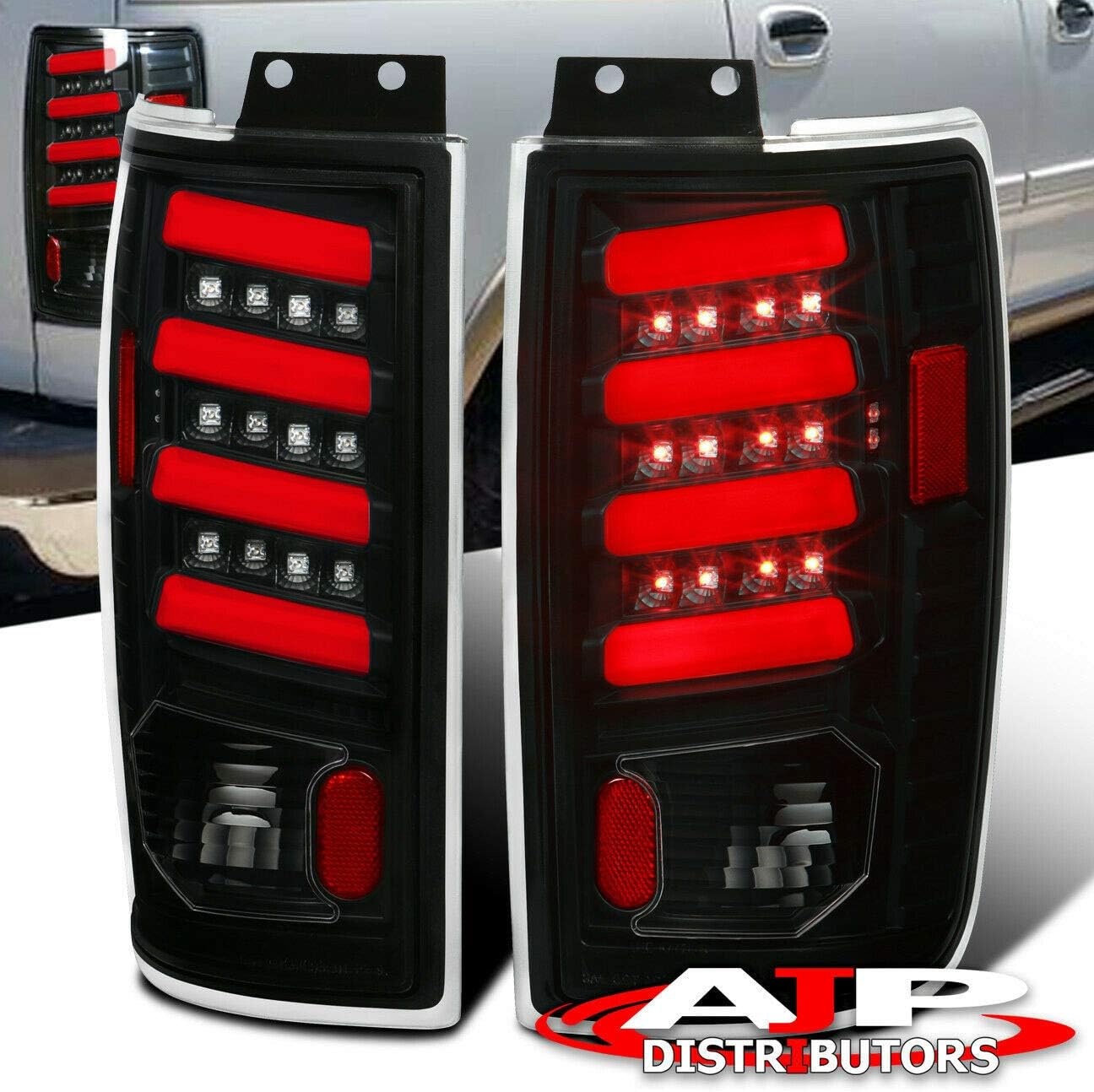 AJP Distributors Clear Lens Black Housing Red LED Tube Style Tail Light Brake Lamps Lights Upgrade Replacement Lighting Assembly For Ford Expedition 1997 1998 1999 2000 2001 2002 97 98 99 00 01 02