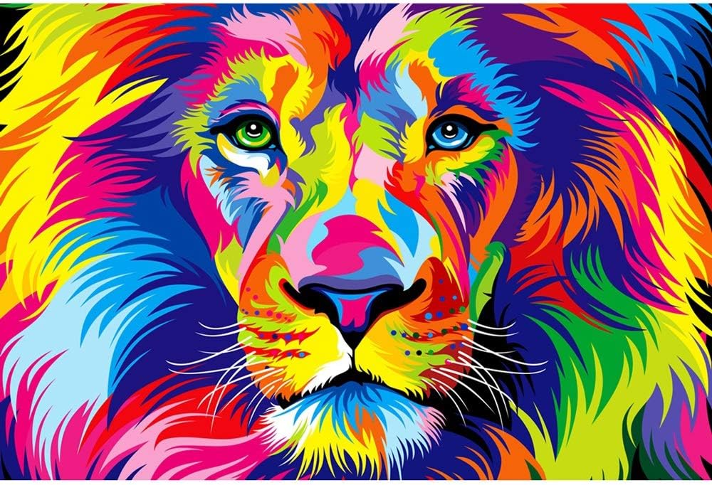 Large Wooden Adult Puzzle, Colorful Lion,High Difficulty Jigsaw Puzzle for Adults and Kids,Creative DIY Home Decor Art,300 500 1000 1500 2000 3000 5000 5700 Pieces (Size : 500 Pcs)