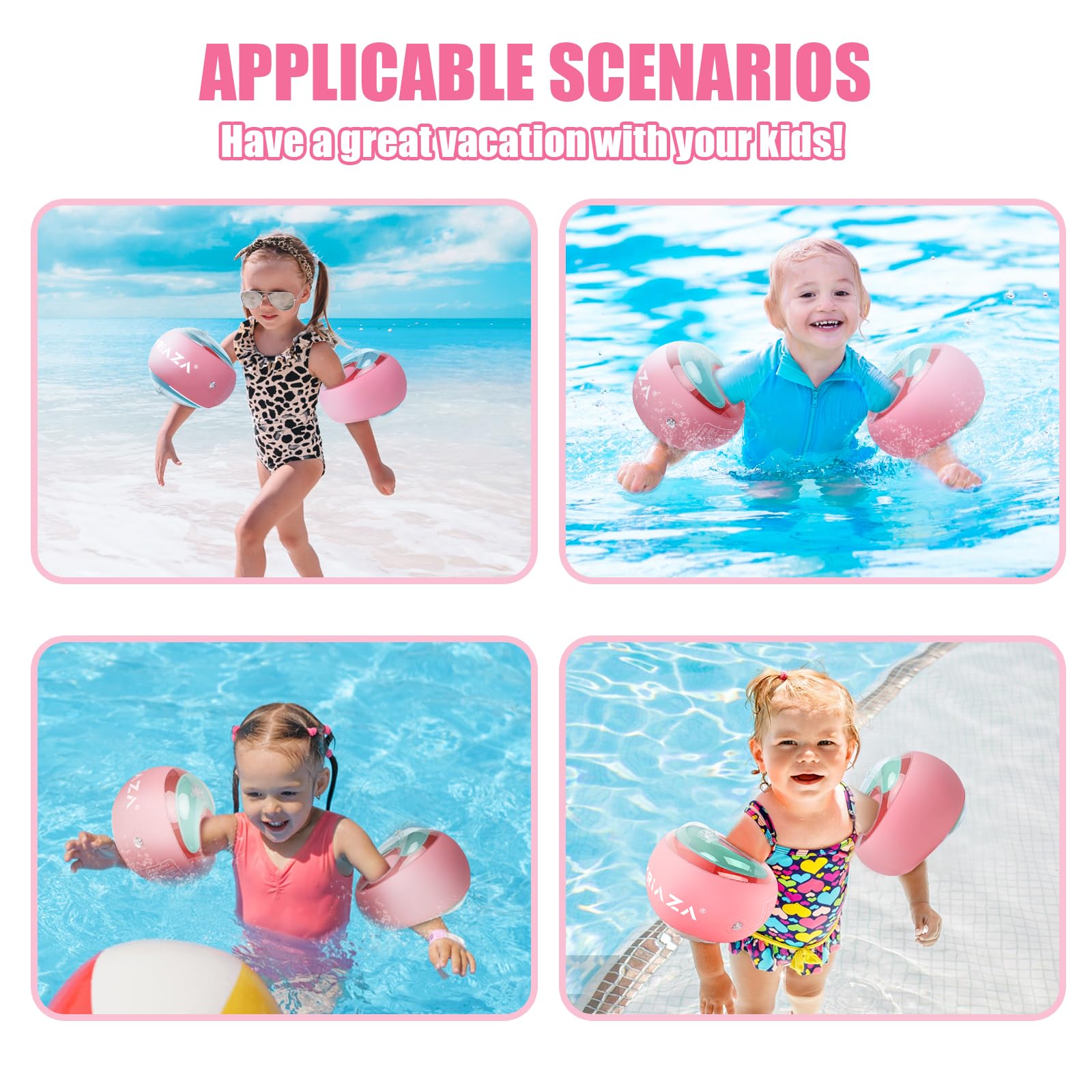 LOOWARTS Schwimmflügel Kinder 3 4 5 6 Jahre, Schwimmhilfe Kinder 3-6 Jahre, Aufblasbarer Schwimmhilfe Rund für Babys von 15-25 KG，Schwimmärmel Sicherheits System mit 3 Luftkammern. 5