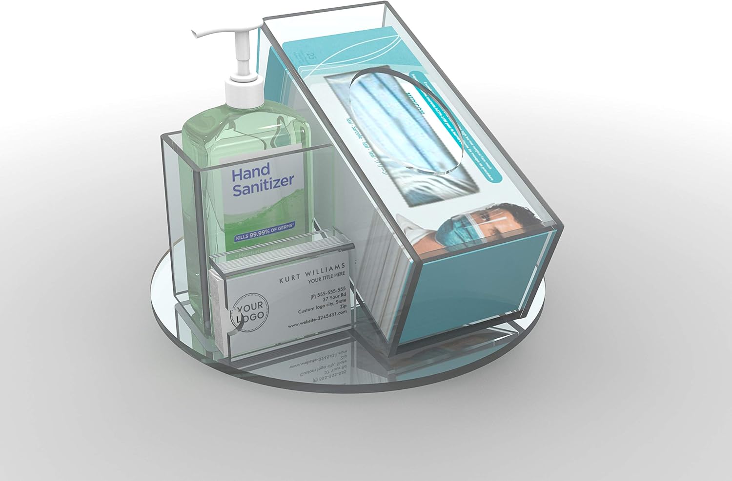 Deluxe Table Top Acrylic Hand Sanitizer and Mask Dispensing