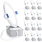 Ensenior 12 Pack 6 Inch LED Recessed Light, Dimmable, 5000K Daylight, 1200LM High Brightness, 12W 120V, Damp Rated, ERL-12X-ETL, Ultra-Thin Canless Wafer Light - ETL & FCC & IC