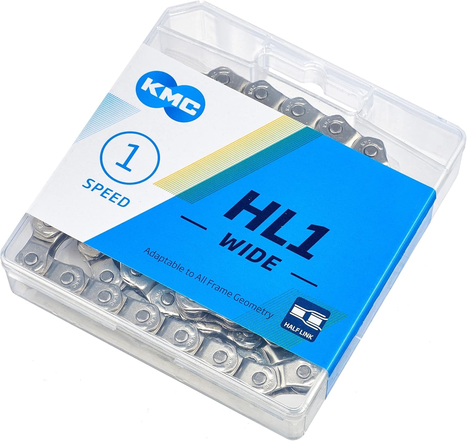 KMC: HL710 - Half Link Nickel Plated BMX Chain in Silver (boxed)-SILVER -1/8"