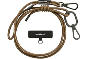 MAGEASY Universal Cell Phone Lanyard - Anti-Theft Rope Crossbody Phone Strap for iPhone 16 Pro Max & Most Smartphones, for Men & Women | 6mm Khaki