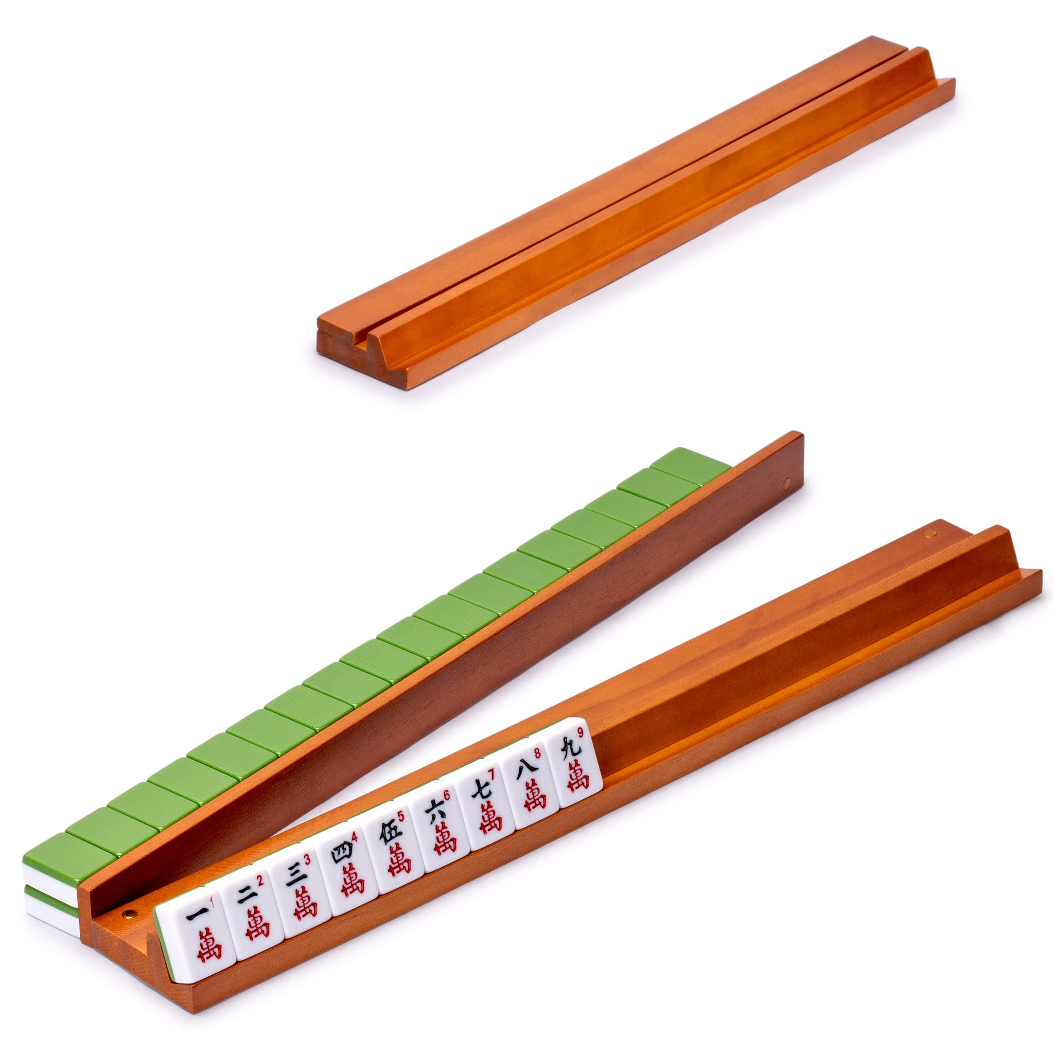 Yellow Mountain Imports American Mahjong Set, Huntington with 166 Melamine Mahjong Tiles, Mineral Green Soft Case - 4 All-in-One Racks with Pushers, Scoring Coins, Dice, and Wind Indicator