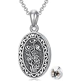 MEIDERBO Birth Flower Photo Locket Necklace 925 Sterling Silver 12 Month Locket Necklace with Picture Birth Flower Photo Jewelry Gifts for Women Mother Mom Daughter