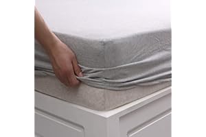 PURE ERA Jersey Knit Cotton Fitted Bottom Sheet ONLY (No Flat Sheet or Pillow Shams) - Ultra Soft Comfy Breathable Comfortable - Heather Grey Queen