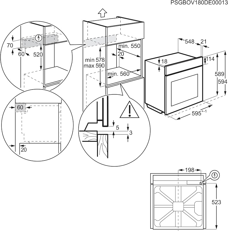 Forno de convecção elétrico electrolux eoh3h54x, multifuncional, churrasqueira integrada, série 300, 7 funções, cozimento multinível, limpeza aquaclean, capacidade de 72 l, aço inoxidável anti-impressões digitais, classe a +