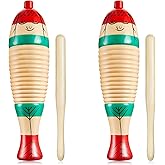 Yeshone 2 Pcs Fish Guiro Instrument Latin Musical Wood Frog | Colorful Fish Shape, Wood Guiro Set, Latin Rhythm Sticks Included, Musical Toy for Adults