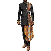 African Suit for Men Coat Long Sleeve 2 Piece Set Dashiki Ankara Print Patchwork Blazer Party Wedding Outfit