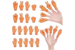 FLMRIOY 18 Pcs Tiny Hands for Fingers, Mini Rubber Finger Puppets Realistic Miniature Hand Toys for Kids Gag Present, Puppet Show, Halloween Party Favors (5 Styles)
