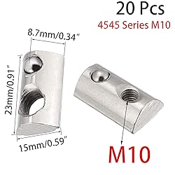 20 Pcs 4545 Series T Spring Nut, M10 Thread Roll in